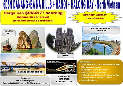 6D5N Danang + Ba Na Hilss + Hanoi + Halong Bay - North Vietnam