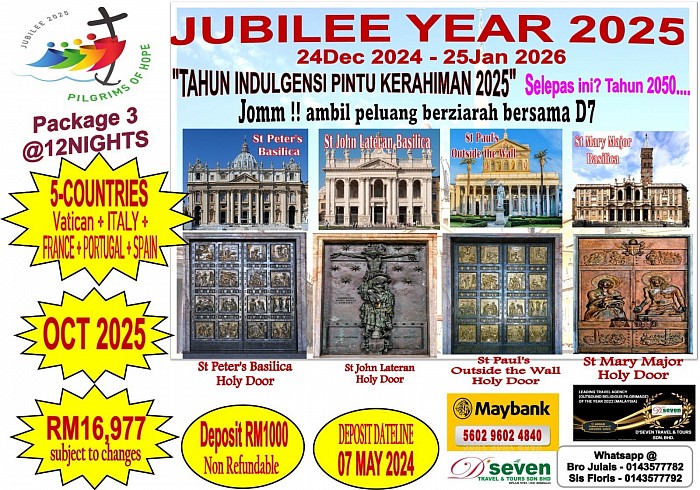 Package 3 @12Nights - Holy Door with 5 Countries, October 2025 (**RM16,977)